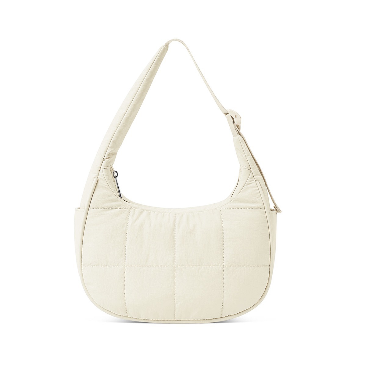 V888-ELOSUNG33422-202506241005-00 Beige Trendy Nylon Puffer Shoulder Bag for Women - Lightweight Large Capacity Underarm Tote - Image 1