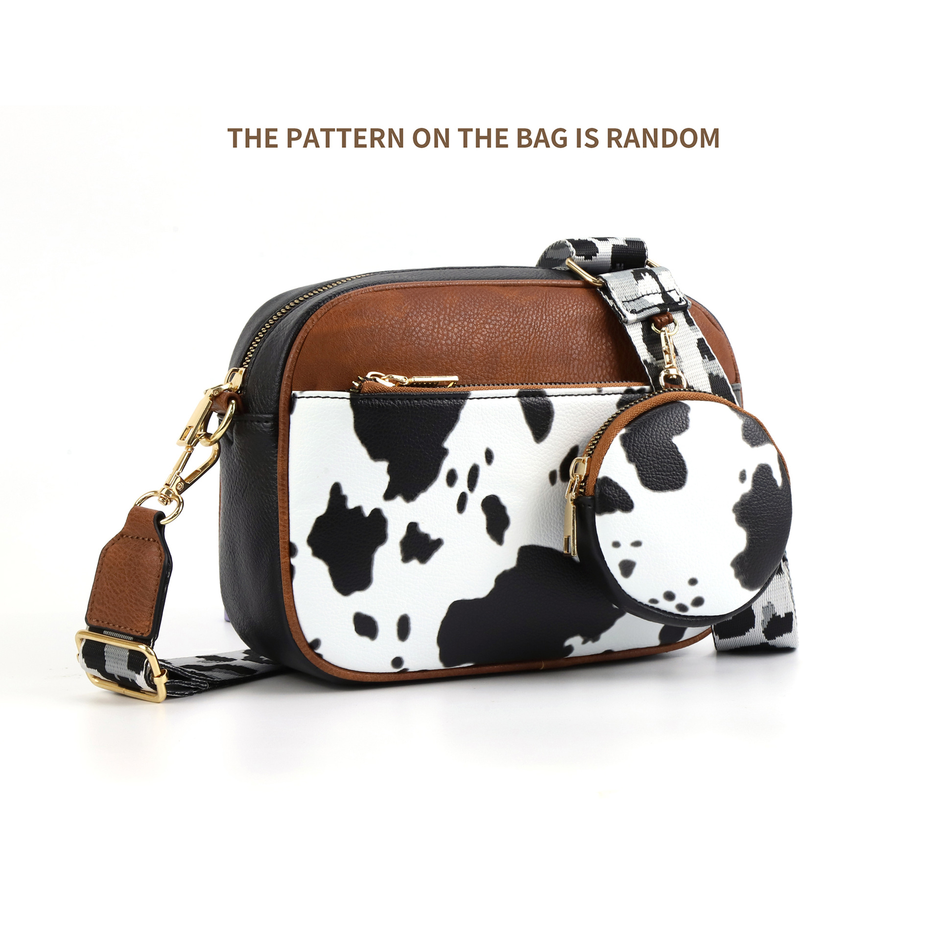 V888-ELOSUNG33464-202506241111-00 Cow black Brown Chic Quilted Crossbody Bag - Vintage PU Leather Shoulder Purse with Adjustable Strap - Image 1