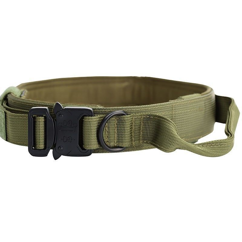 V888-ELOSUNG33497-202506250946-00 XL Green Tactical Dog Collar - Heavy Duty Nylon Pet Collar for Medium & Large Dogs, Adjustable (3.8cm Width) - Image 1