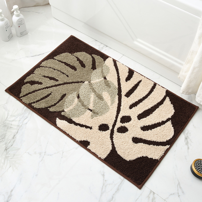 V888-ELOSUNG33531-202506301035-00 Leaves Fall in Autumn - Brown Jacquard Bathroom Mat - Super Absorbent Non-Slip Rug (40x60cm), Toilet Floor Mat for Bathroom/Bedroom/Entryway - Image 1
