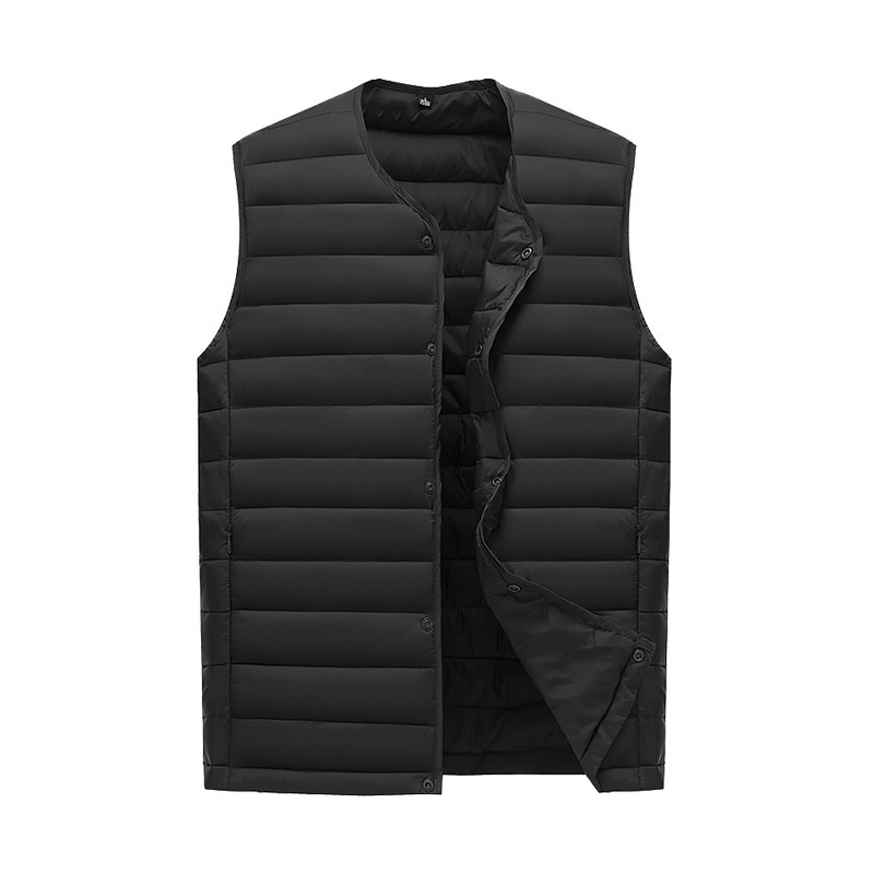 V888-ELOSUNG33592-202506301121-00 L Black Men's Lightweight Quilted Puffer Vest - Ideal Sleeveless Jacket for Winter Layering - Image 1