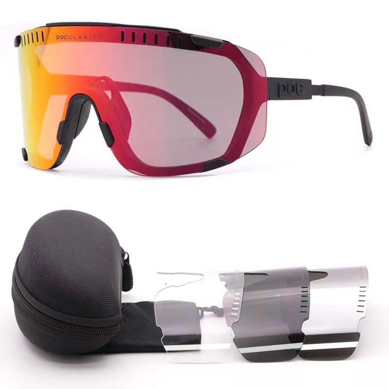 V888-ELOSUNG33619-202507021010-00 Black Frame Red Tablet Oversized Shield Cycling Sunglasses - Wide Vision UV400 Sports Eyewear for Road & MTB - Image 1
