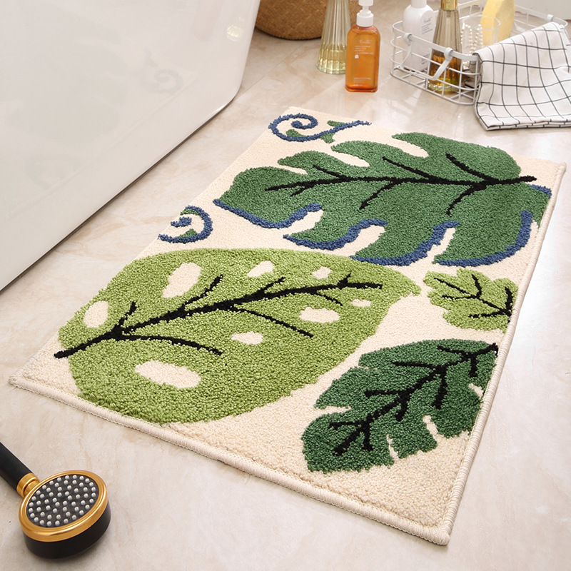 V888-ELOSUNG33640-202507020946-00 Big Leaves Bathroom Mat - Super Absorbent Non-Slip Rug (40x60cm), Toilet Floor Mat for Bathroom/Bedroom/Entryway - Image 1