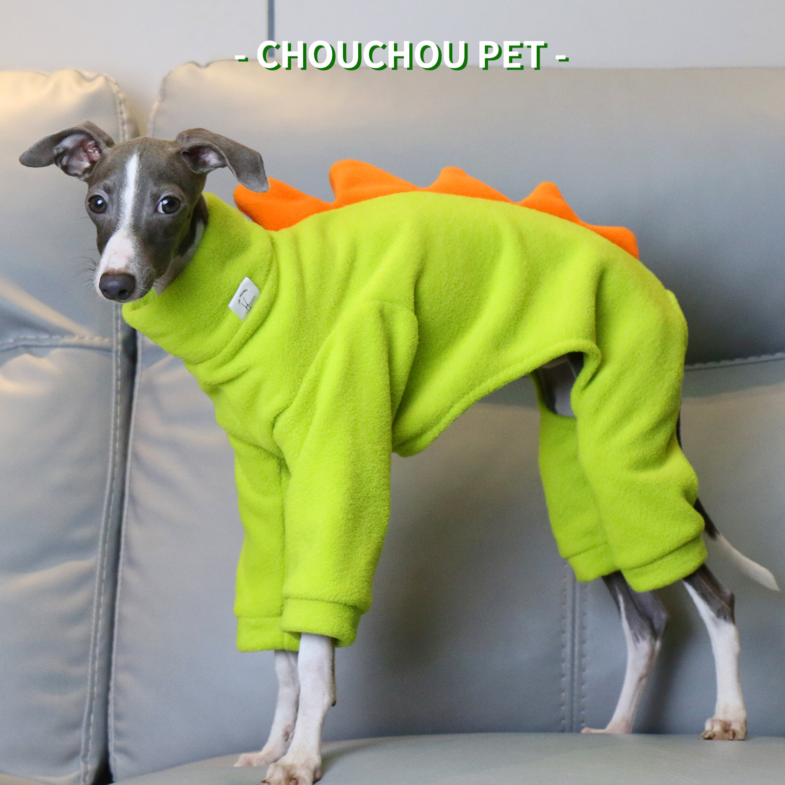 V888-ELOSUNG33648-202507020955-00 S Adorable Dinosaur Fleece Dog Jumpsuit - Warm Winter Pajamas for Whippets & Italian Greyhounds - Image 1