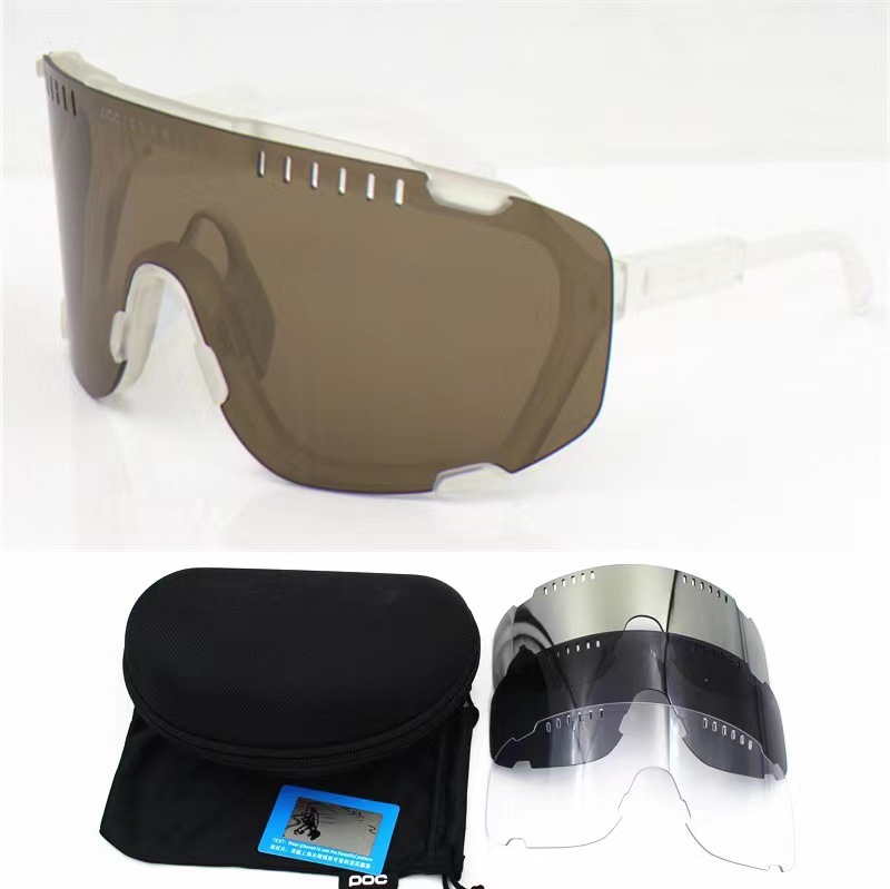 V888-ELOSUNG33681-202507041031-00 Sandy White Frame With Grey Flakes Oversized Shield Cycling Sunglasses - Wide Vision UV400 Sports Eyewear for Road & MTB - Image 1