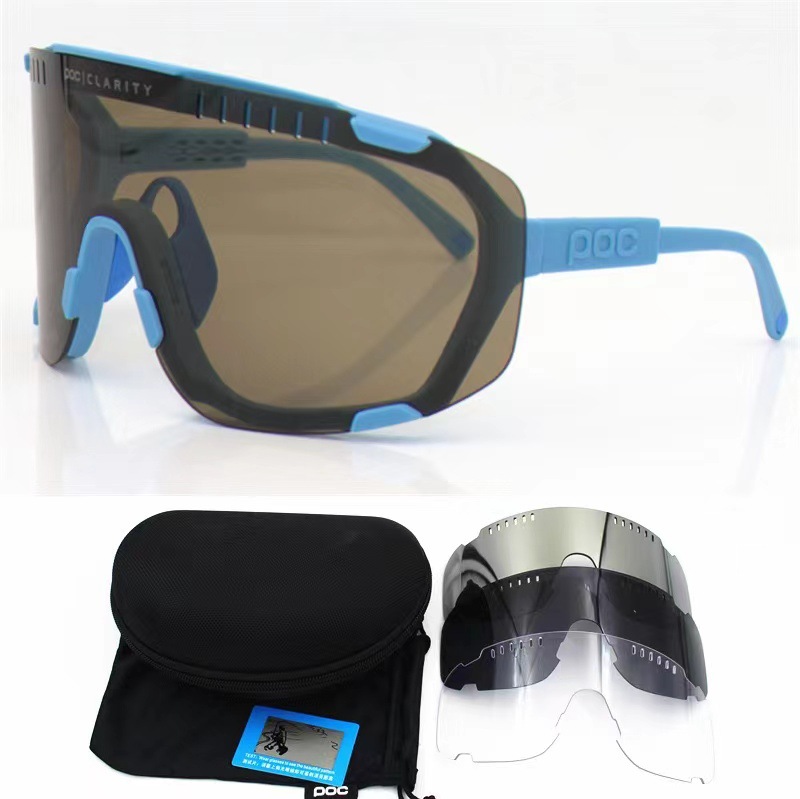 V888-ELOSUNG33684-202507041035-00 Light Blue Frame Tea Chips Oversized Shield Cycling Sunglasses - Wide Vision UV400 Sports Eyewear for Road & MTB - Image 1