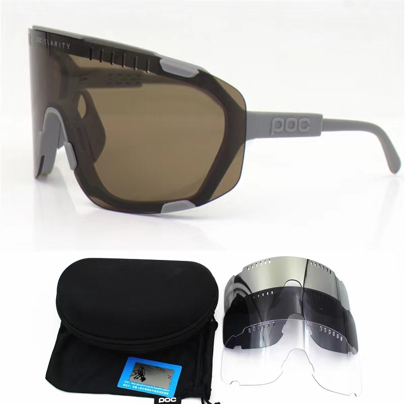 V888-ELOSUNG33685-202507041035-00 Grey Frame Tea Chips Oversized Shield Cycling Sunglasses - Wide Vision UV400 Sports Eyewear for Road & MTB - Image 1