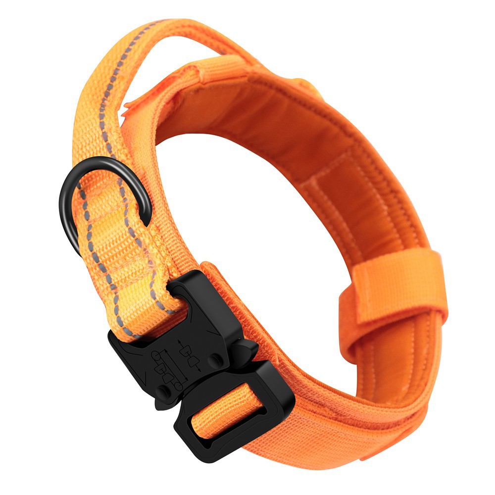 V888-ELOSUNG33688-202507041035-00 XL Orange Tactical Dog Collar - Heavy Duty Nylon Pet Collar for Medium & Large Dogs, Adjustable (3.8cm Width) - Image 1