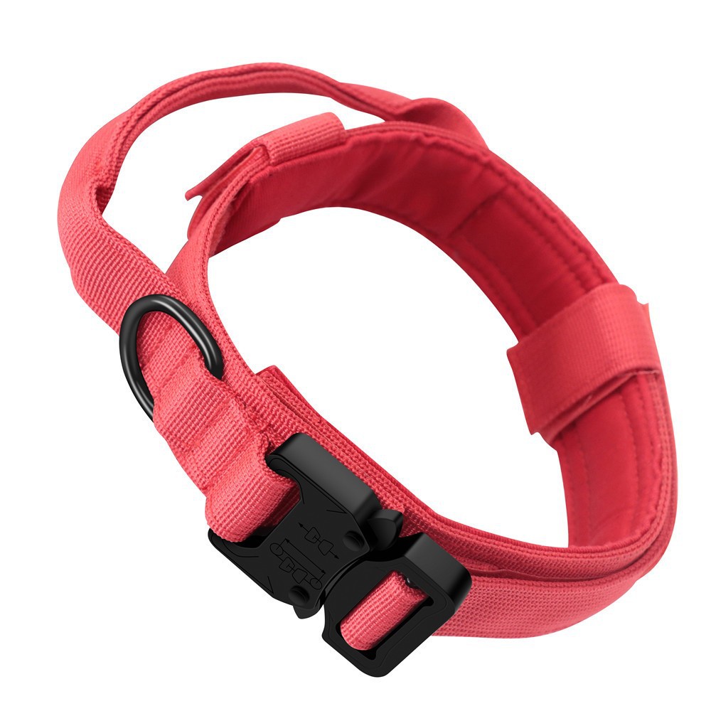 V888-ELOSUNG33690-202507041035-00 L Red Tactical Dog Collar - Heavy Duty Nylon Pet Collar for Medium & Large Dogs, Adjustable (3.8cm Width) - Image 1