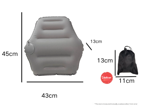 V888-ELOSUNG33763-202508131413-00 Grey Ultralight Inflatable Lumbar Support Pillow - Portable Ergonomic Back Cushion for Travel, Office & Car - Image 1
