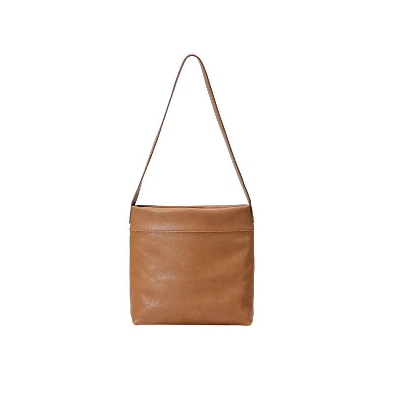 V888-ELOSUNG33777-202508141915-00 Light Brown Minimalist Vintage-Style PU Leather Shoulder Bag Casual Commuter Tote - Image 1