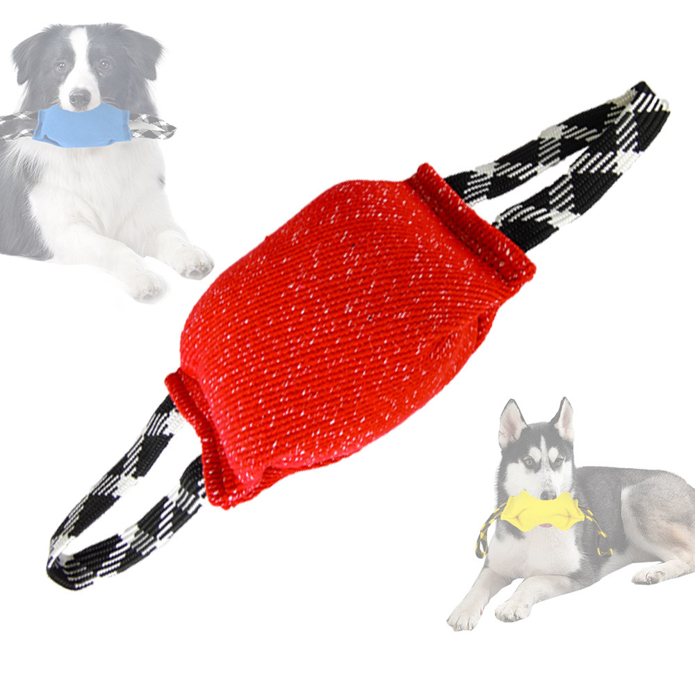 V888-ELOSUNG33808-202508300011-00 Red Durable Dog Tug Toy with 2 Handles - Interactive Bite Pillow for Training & Tug of War - Image 1