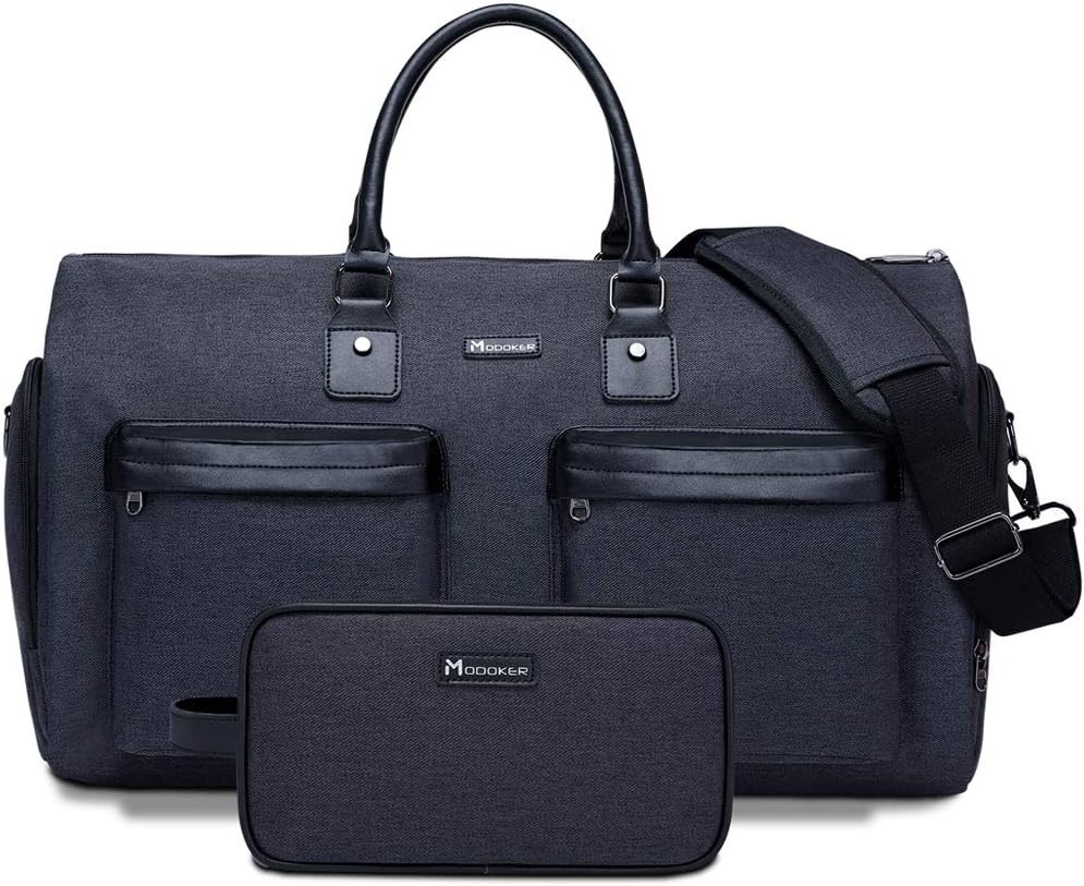 V888-ELOSUNG33813-202508300015-00 Black 45L Garment Duffel Bag - Men's Travel Suit Bag - Carry On Weekender - Image 1