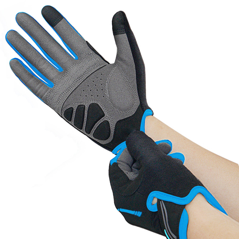 V888-ELOSUNG33829-202509011330-00 XL Blue Unisex Full-Finger Cycling Gloves - Padded Shock-Absorbing & Anti-Slip Grip for MTB & Road Biking - Image 1