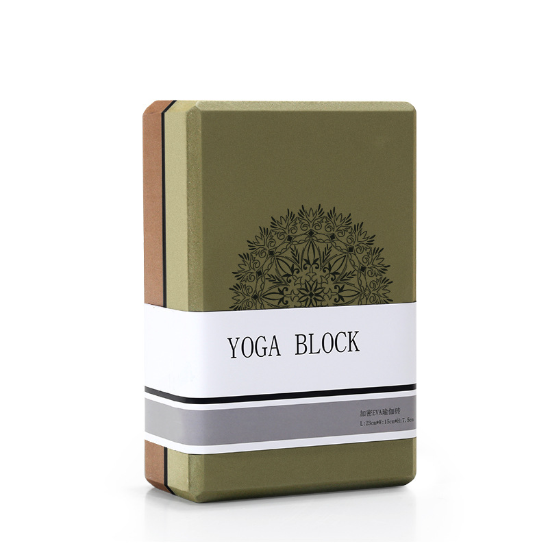 V888-ELOSUNG33854-202509041432-00 Olive Green/Brown High-Density EVA Foam Yoga Block for Support & Stability - Lightweight Non-Slip Brick for Yoga, Pilates & Stretching - Image 1