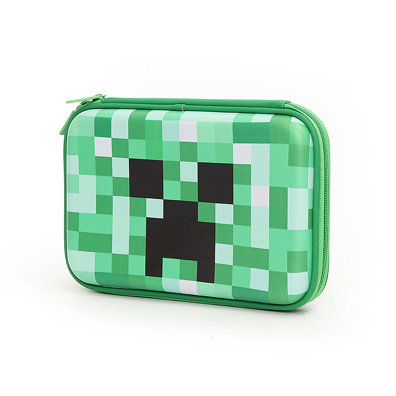 V888-ELOSUNG33862-202509041425-00 Green 3D Mosaic EVA Hard Shell Pencil Case - Large Capacity Cartoon Stationery Box for Kids - Image 1