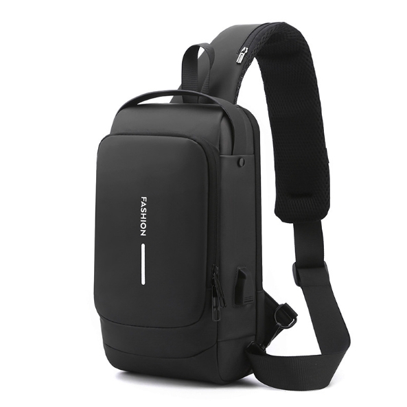 V888-ELOSUNG34228-202506241028-00 Black Modern Anti-Theft Sling Bag for Men - Crossbody Backpack with USB Port & Combination Lock - Image 1