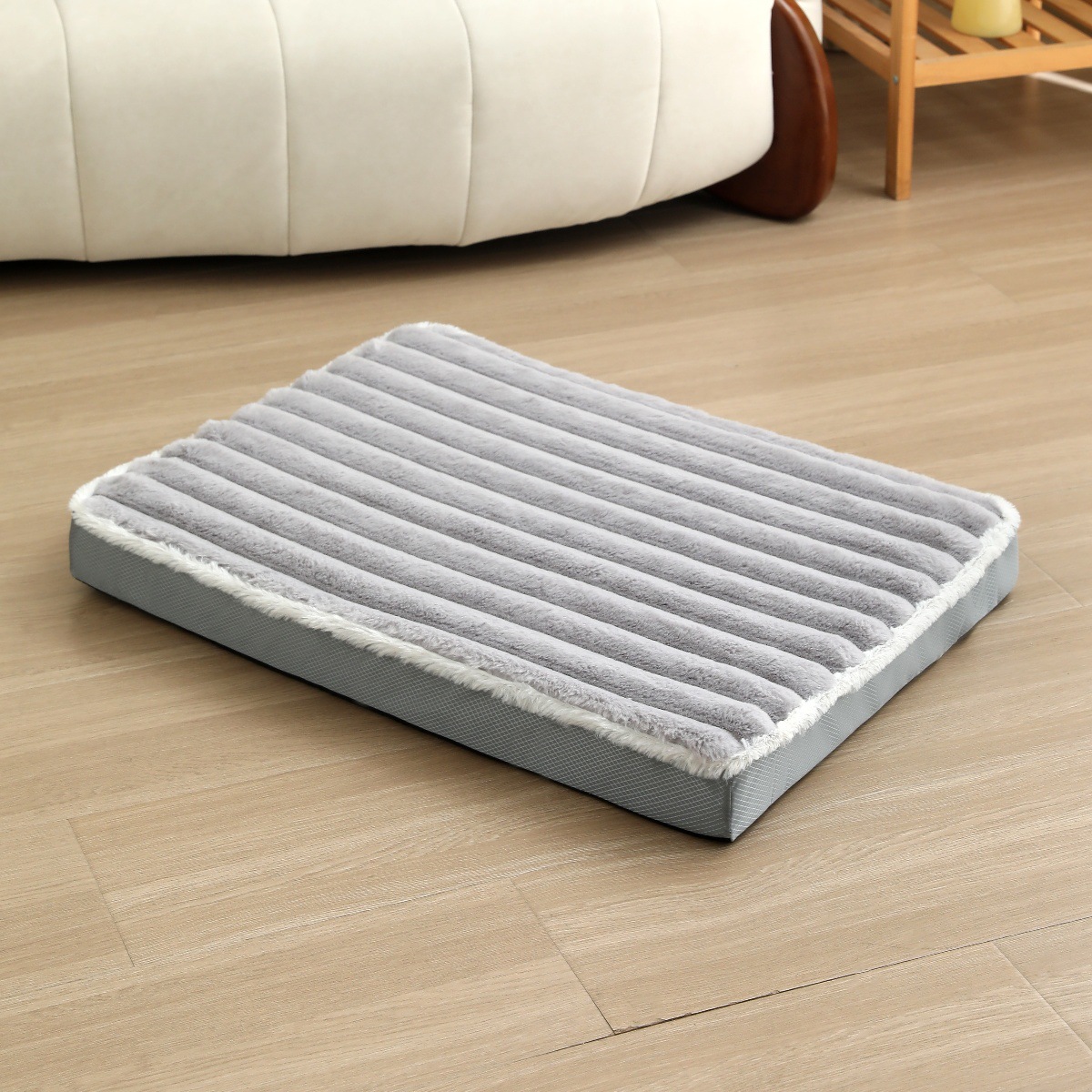 V888-ELOSUNG34304-202506301030-00 2-Piece Grey Sponge large pet bed - plush dog mat, detachable, washable, anti-slip base(50*40*8cm) - Image 1