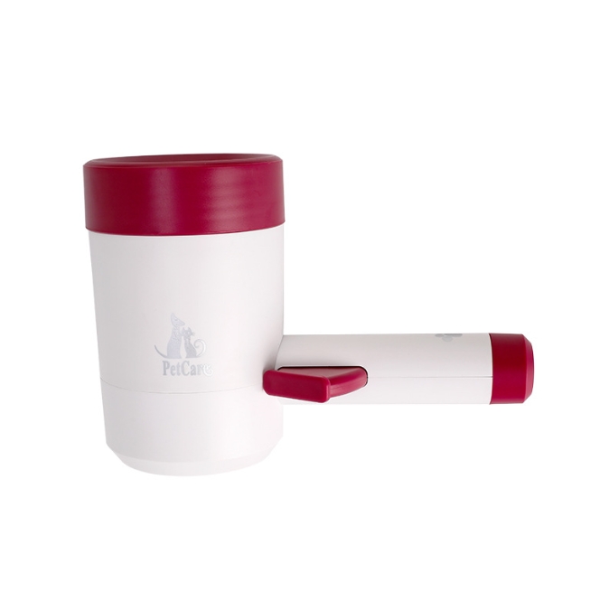 V888-ELOSUNG34335-202506301116-00 Deep red Portable Dog Paw Cleaner Cup - Semi-Automatic 360-degree Rotating Foot Washer with Soft Silicone Bristles - Image 1