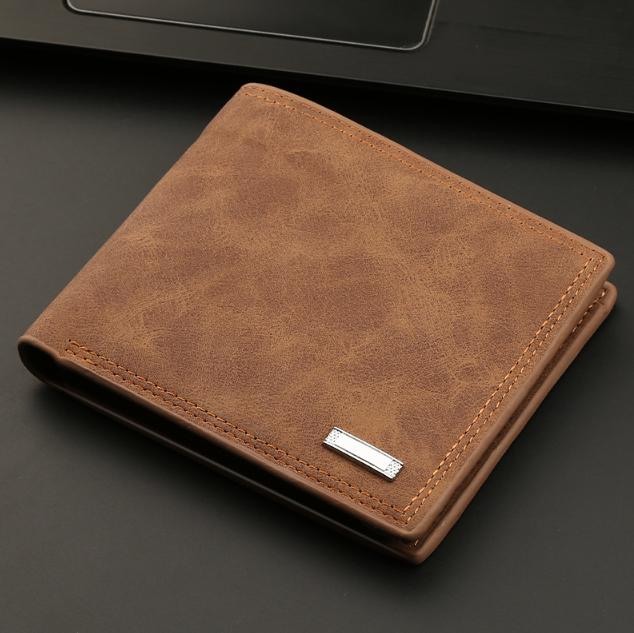 V888-ELOSUNG34352-202507071011-00 2-Piece Brown Men's Vintage Style Bifold Wallet | High-Capacity PU Leather with Removable Card Holder & Zip Coin Pocket - Image 1