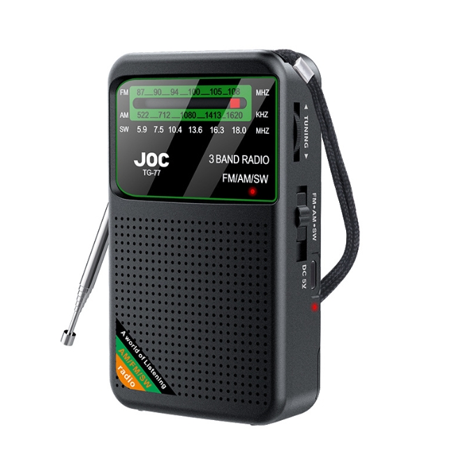 V888-ELOSUNG34419-202507151022-00 Black JOC TG-77 Multi-Band Rechargeable Radio for Seniors - Automatic Channel Search, FM/AM/SW Bands - Image 1