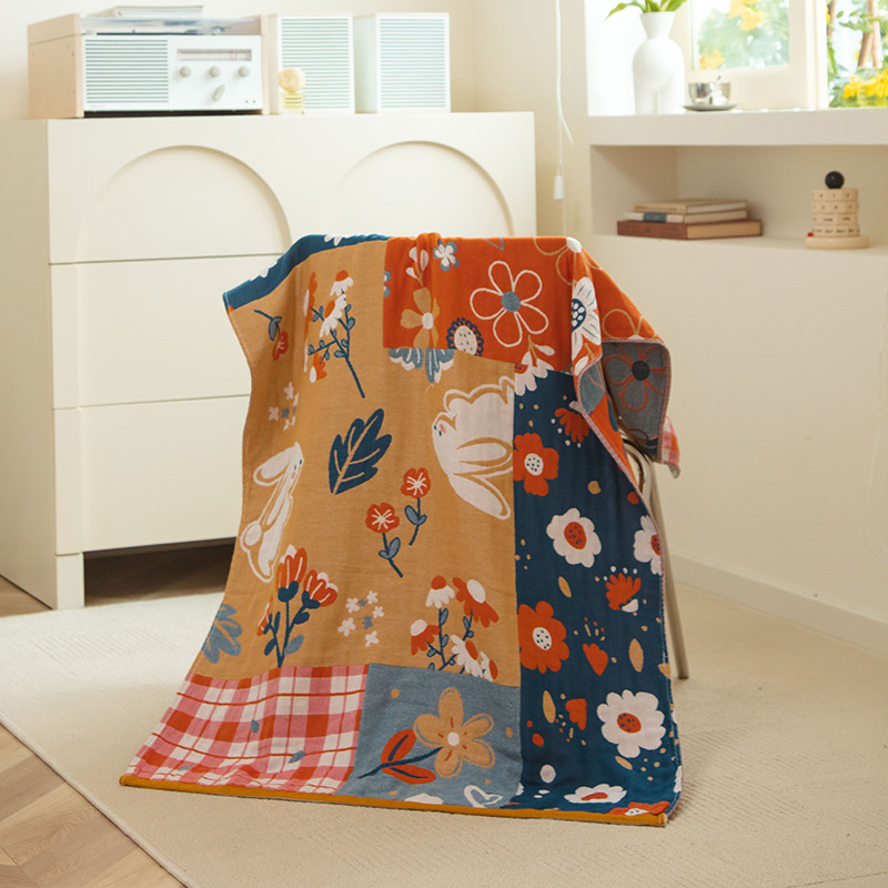 V888-ELOSUNG34487-202507180930-00 Rural breeze 40S Pure Cotton Gauze Bath Towel - Extra Large, Thick, Soft, and Highly Absorbent for Adults - Image 1