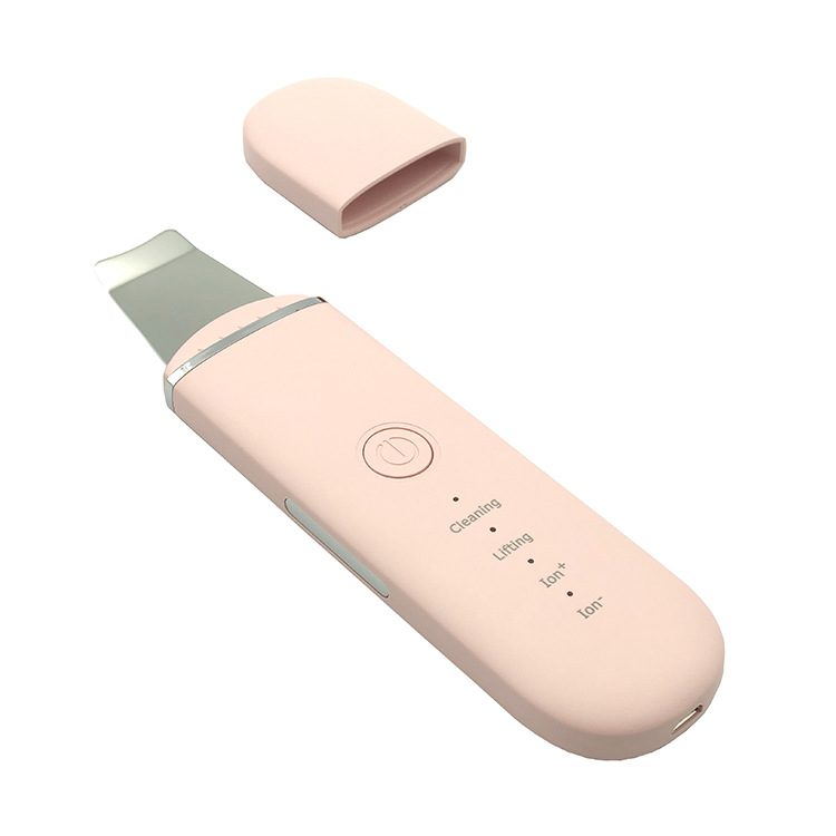 V888-ELOSUNG34538-202507281710-00 Pink Professional Ultrasonic Skin Scrubber - 4-in-1 Facial Spatula for Deep Cleaning, Blackhead Removal, and EMS Lifting - Image 1