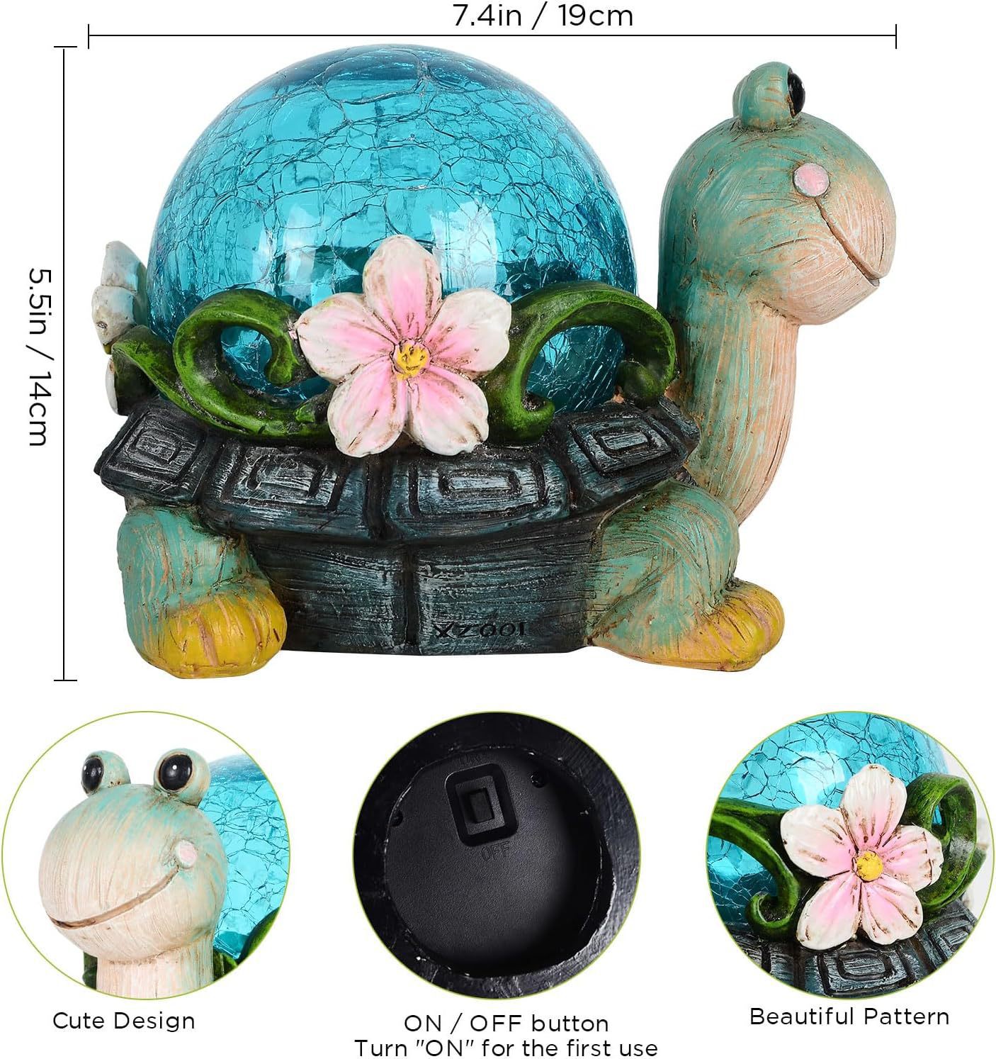V888-ELOSUNG34548-202507281710-00 Crystal Ball Turtle Charming Solar-Powered Animal Garden Statue - Waterproof Resin Figurine with Glowing LED Accents - Image 1