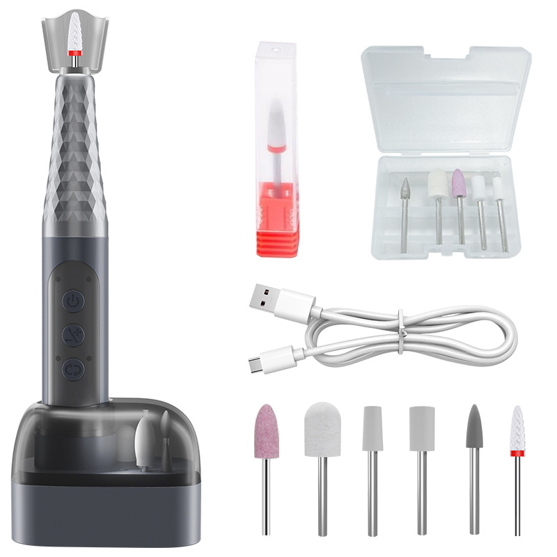 V888-ELOSUNG34557-202507301012-00 Grey Professional Electric Nail Drill Kit - 6-Speed 18000RPM Rechargeable Manicure & Pedicure File for Polishing, Grinding & Gel Removal - Image 1