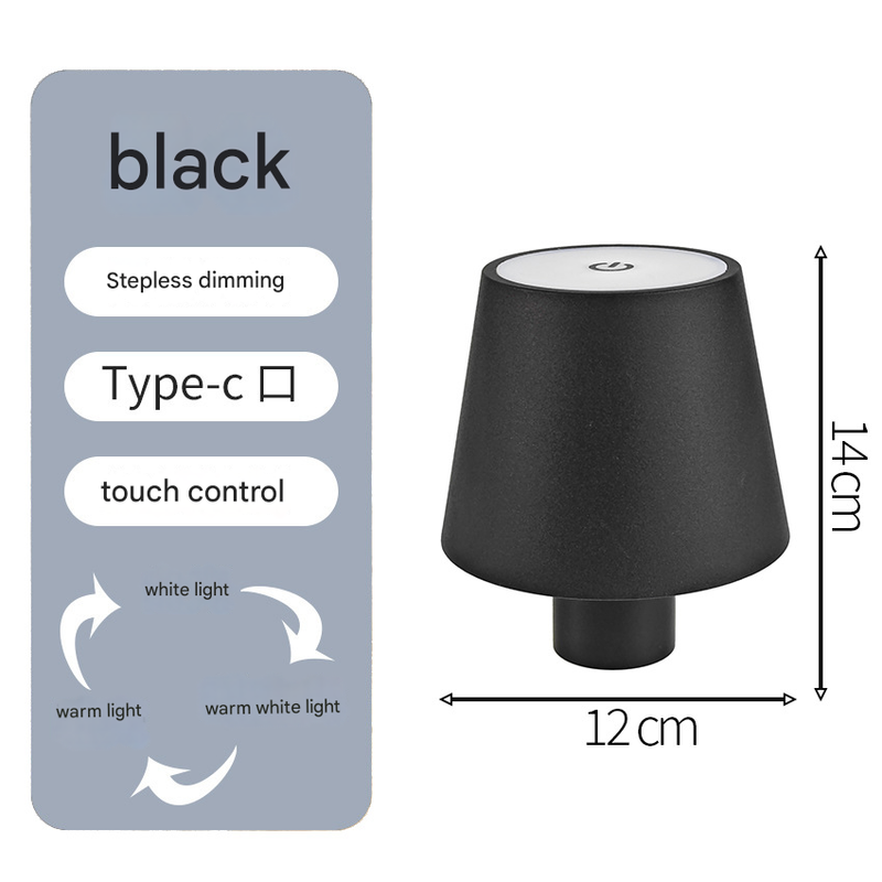 V888-ELOSUNG34594-202507311011-00 Smooth black Cordless LED Bottle Lamp - Rechargeable Touch-Control Table Light with 3 Color Modes for Bar & Home Decor - Image 1