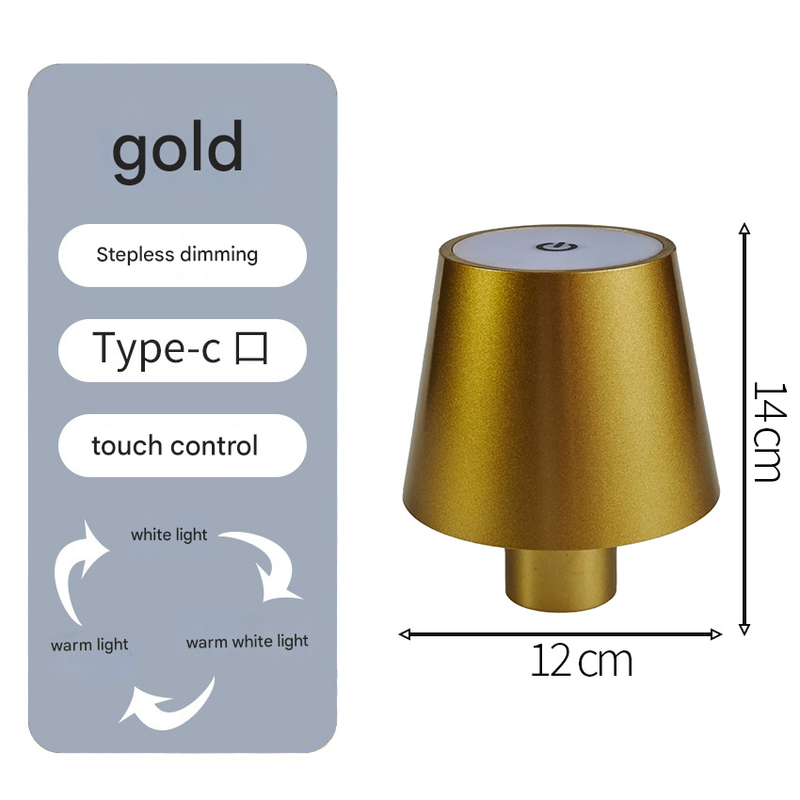 V888-ELOSUNG34595-202507311011-00 Smooth gold Cordless LED Bottle Lamp - Rechargeable Touch-Control Table Light with 3 Color Modes for Bar & Home Decor - Image 1