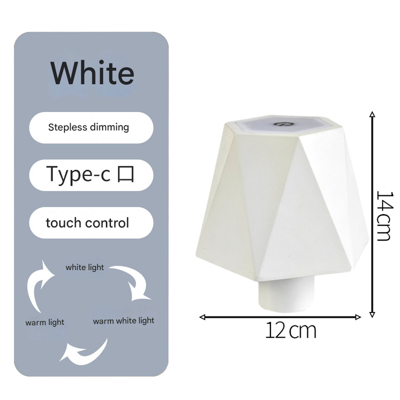 V888-ELOSUNG34599-202507311011-00 Triangular white Cordless LED Bottle Lamp - Rechargeable Touch-Control Table Light with 3 Color Modes for Bar & Home Decor - Image 1