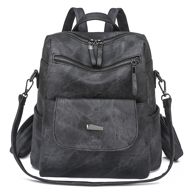 V888-ELOSUNG35016-202506191242-00 Stylish Women's PU Leather Backpack - Versatile Shoulder Bag with Multiple Pockets(black) - Image 1