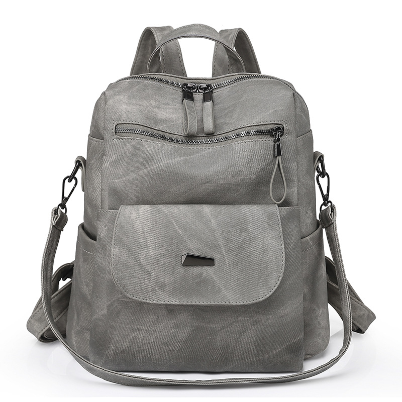 V888-ELOSUNG35018-202506191034-00 Stylish Women's PU Leather Backpack - Versatile Shoulder Bag with Multiple Pockets(Gray) - Image 1