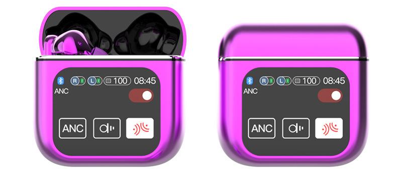 V888-ELOSUNG35046-202506191112-00 TWS Bluetooth Earbuds with 1.9 HD Touch Screen Case - ANC/ENC Noise Reduction(Purple)" - Image 1