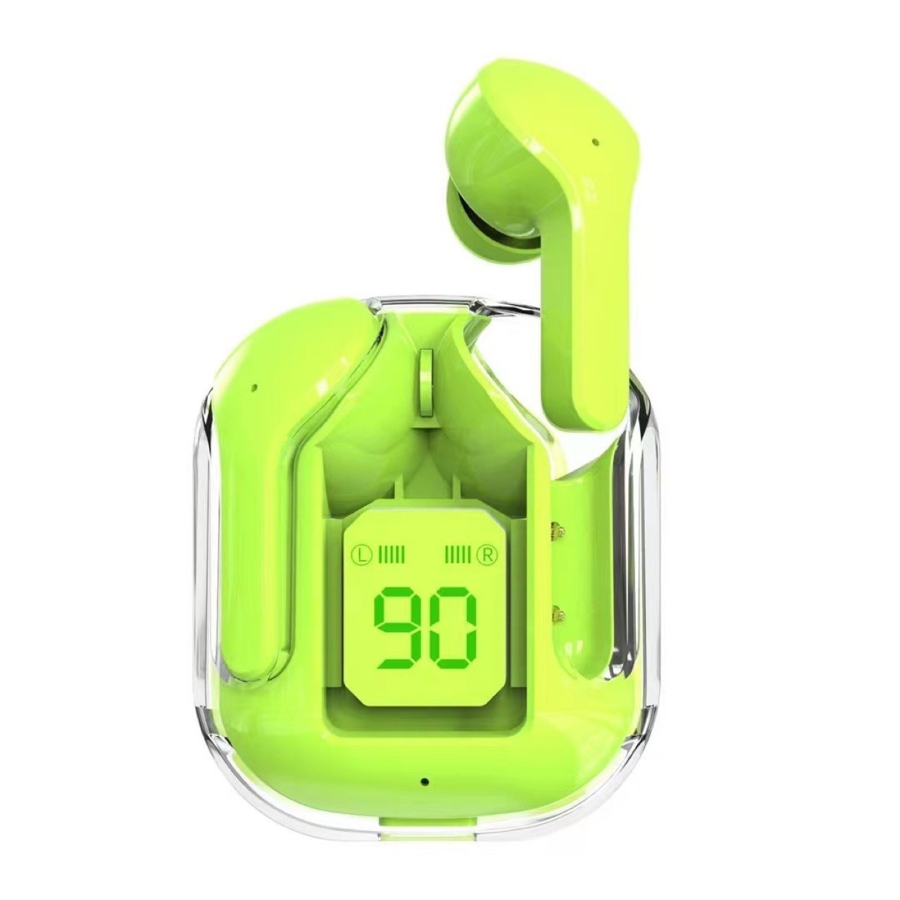 V888-ELOSUNG35141-202506241023-00 Transparent Capsule TWS Earbuds with LED Digital Display - Bluetooth 5.3, IPX4 Waterproof, Type-C Charging(green) - Image 1
