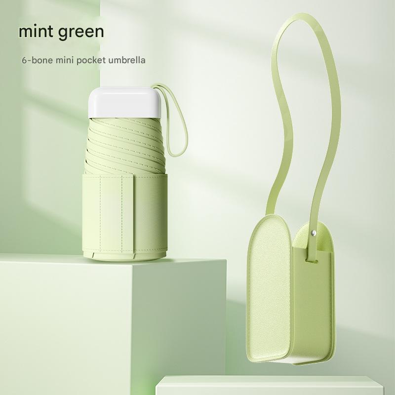 V888-ELOSUNG35161-202506241031-00 Mini Pocket Umbrella with Matching Crossbody Bag - UV Protection, 6-Rib Windproof Design(green) - Image 1