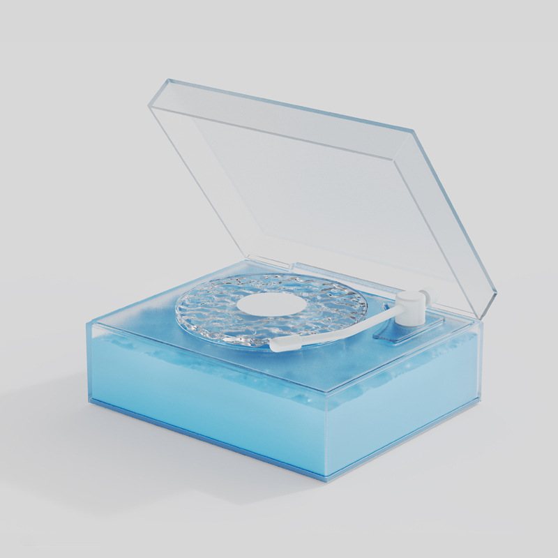 V888-ELOSUNG35198-202506241053-00 Retro Vinyl Bluetooth Speaker with Water Ripple Light Projection & 360 Surround Sound(blue) - Image 1