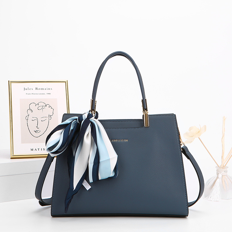 V888-ELOSUNG35219-202506241106-00 Fashionable Synthetic Leather Crossbody Bag with Detachable Scarf - Multiple Compartments for Daily Essentials(blue) - Image 1