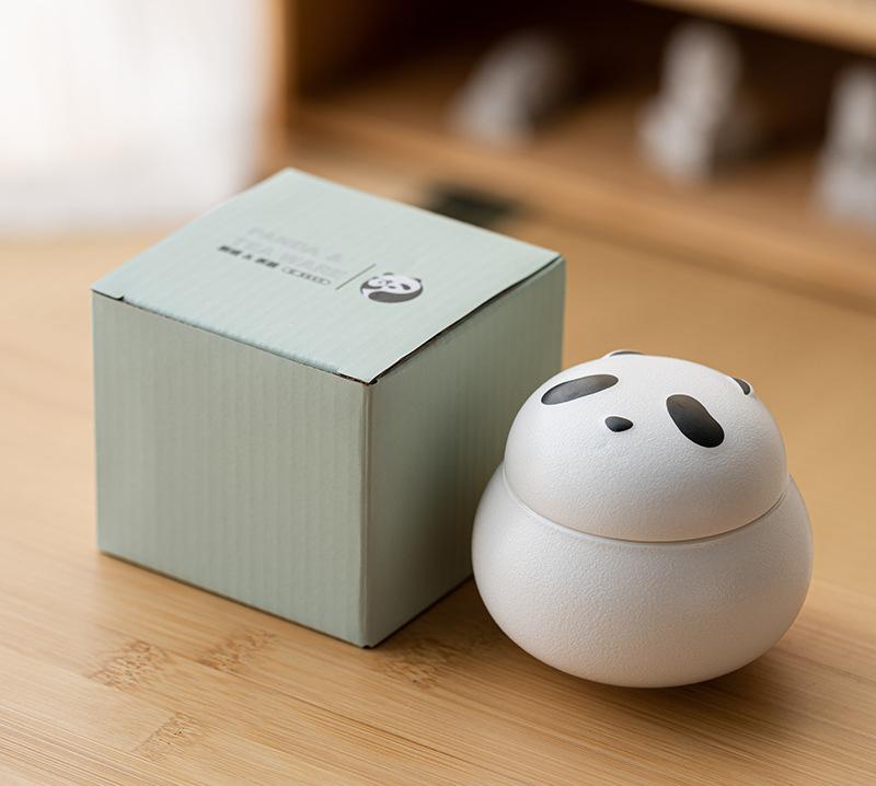 V888-ELOSUNG35223-202506241110-00 Artisanal Animal-Shaped Ceramic Tea Storage Jar with Gift Box - 140ml Capacity, Textured Finish(white) - Image 1