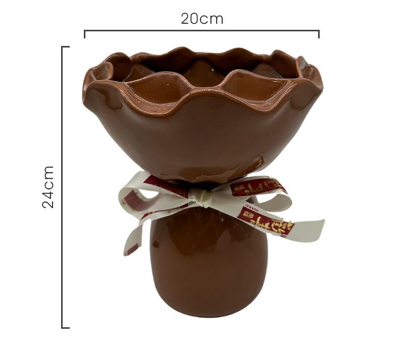 V888-ELOSUNG35248-202506241132-00 Handcrafted Minimalist Ceramic Vase - Artistic Home Decor Centerpiece(brown) - Image 1