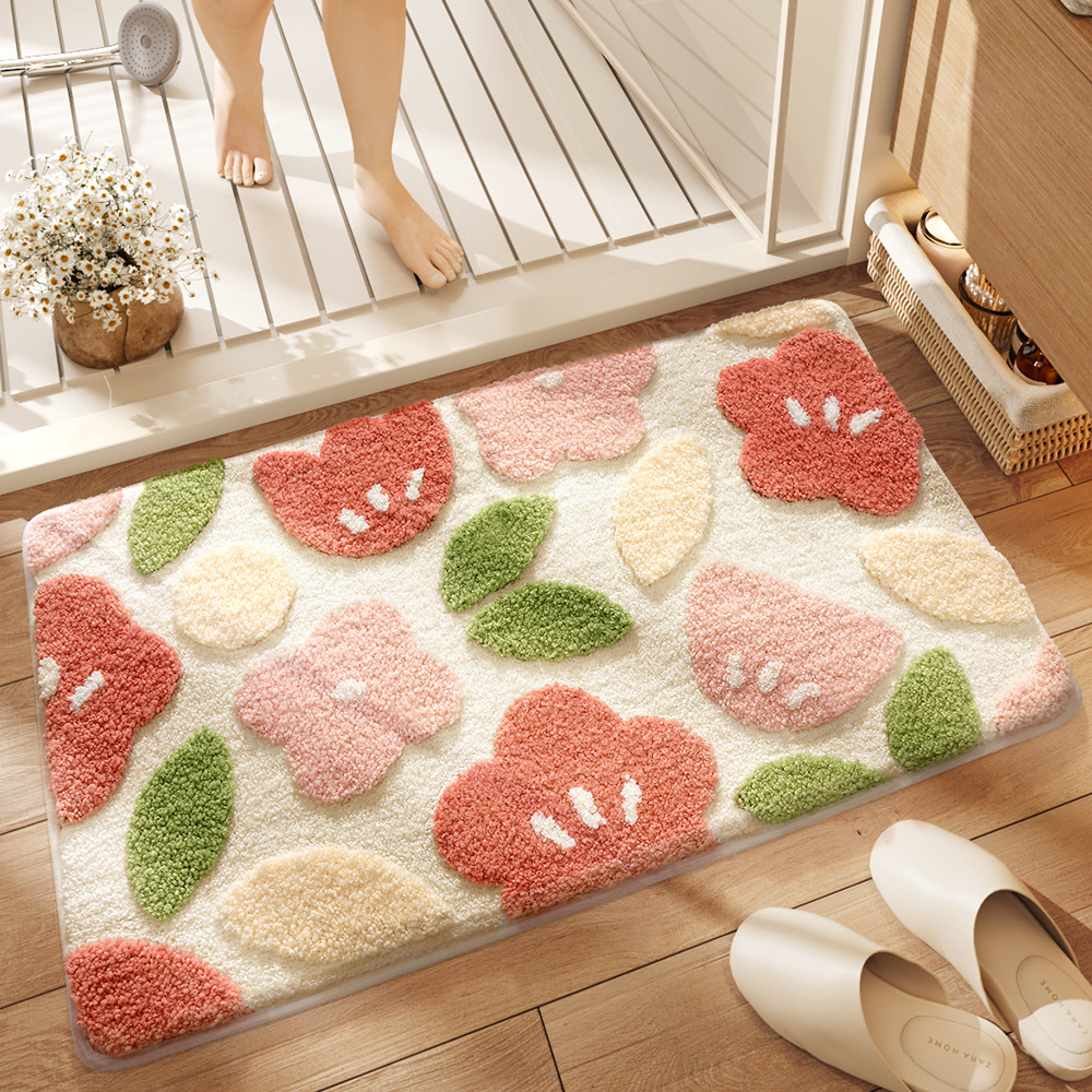 V888-ELOSUNG35347-202506301135-00 Premium Bath Mat with 8X Water Absorption & Non-Slip Base(flowers and plants) - Image 1