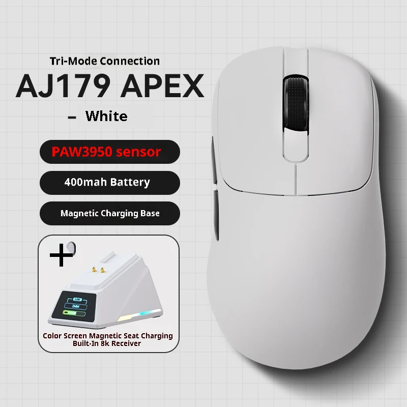 V888-ELOSUNG35683-202507151036-00 Tri-Mode Wireless Gaming Mouse with 8000Hz Polling Rate, PAW3950 Sensor & Magnetic Charging Dock(White) - Image 1
