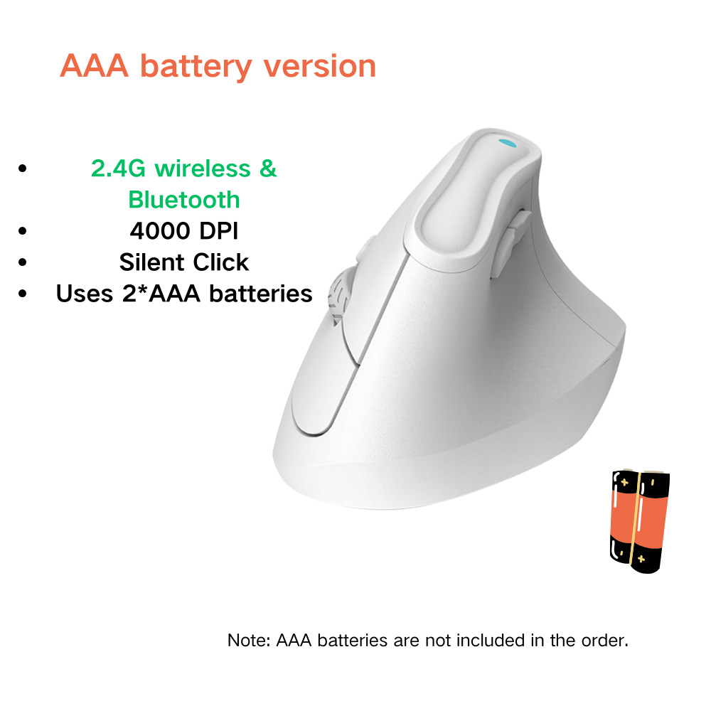 V888-ELOSUNG35703-202507160946-00 Ergonomic Vertical Mouse - Multi-Device Bluetooth5.0 & 2.4G Wireless, Adjustable DPI, Silent Click(white) - Image 1