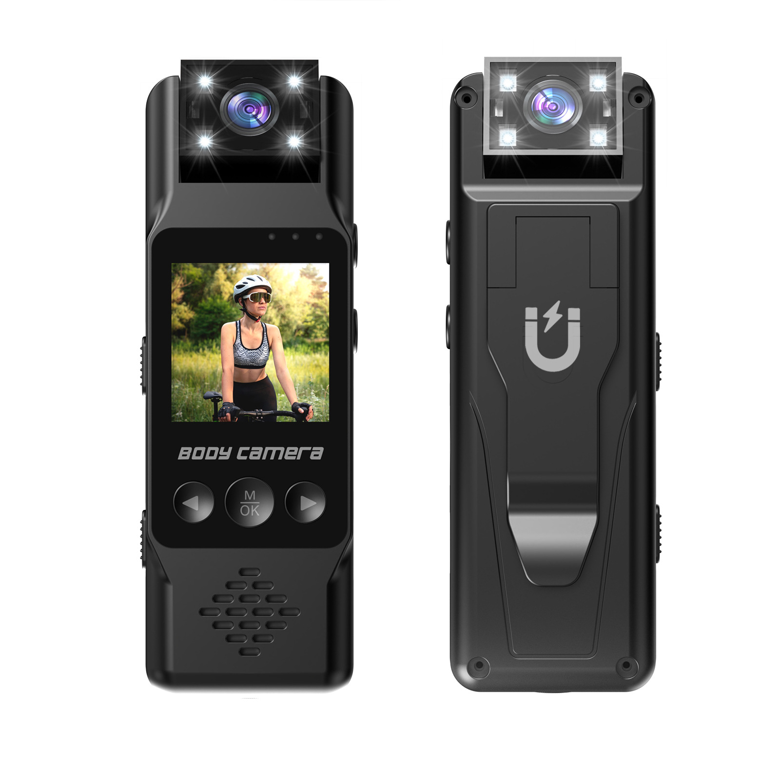 V888-ELOSUNG35714-202507180925-00 Mini Body Camera with 180 Rotatable Lens, Night Vision & Motion Detection - 1.3 Screen 1200mAh Battery(black+32G)" - Image 1