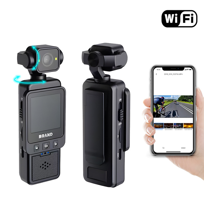 Compact Body Camera with 180° Rotatable Lens, Night Vision, WiFi & Built-in Fill Lights(black)