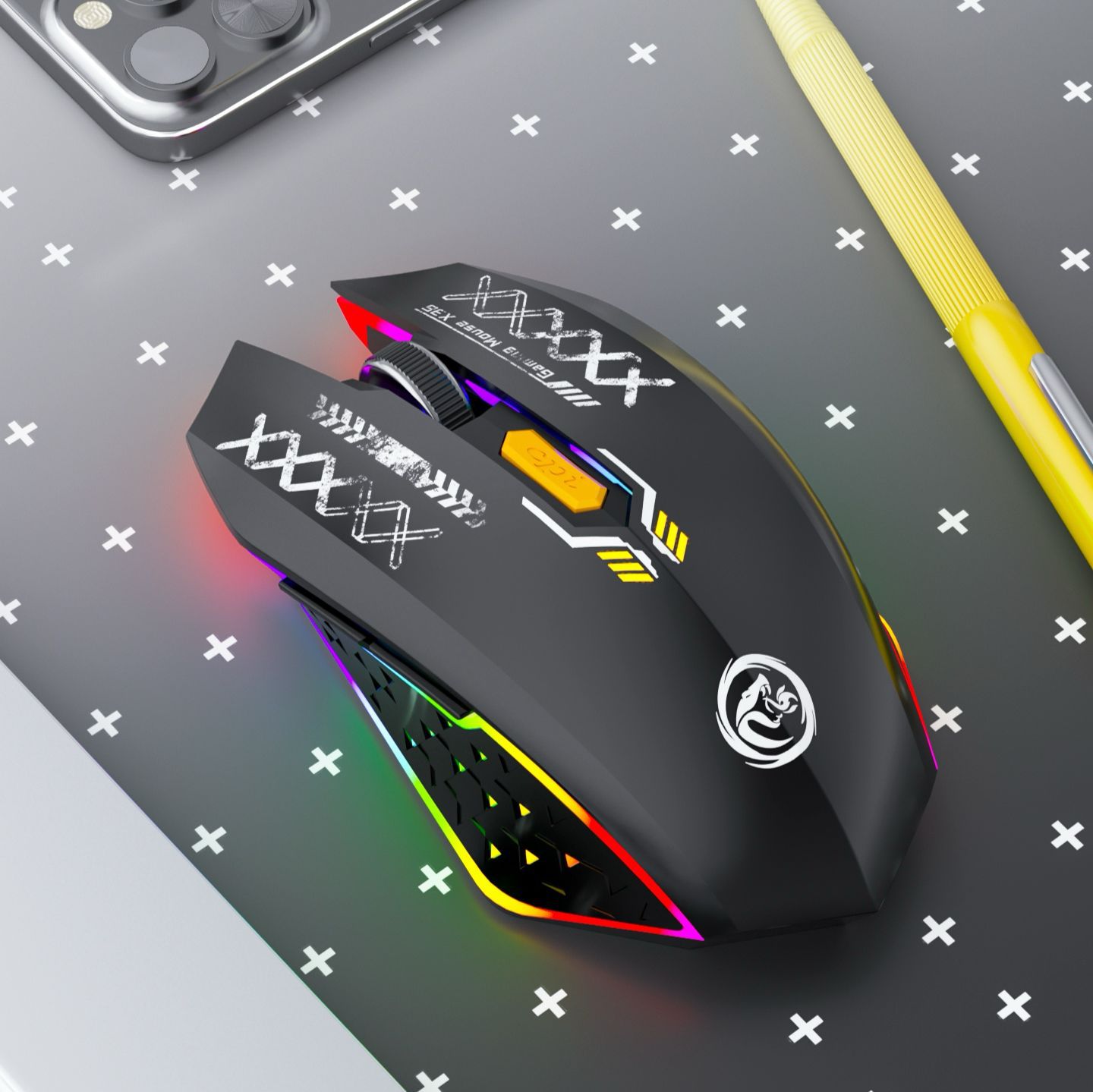 V888-ELOSUNG35735-202507211311-00 Ergonomic Dual-Mode Wireless Gaming Mouse - Mute Buttons, Adjustable DPI, Rechargeable, Multi-Assist Keys(black) - Image 1