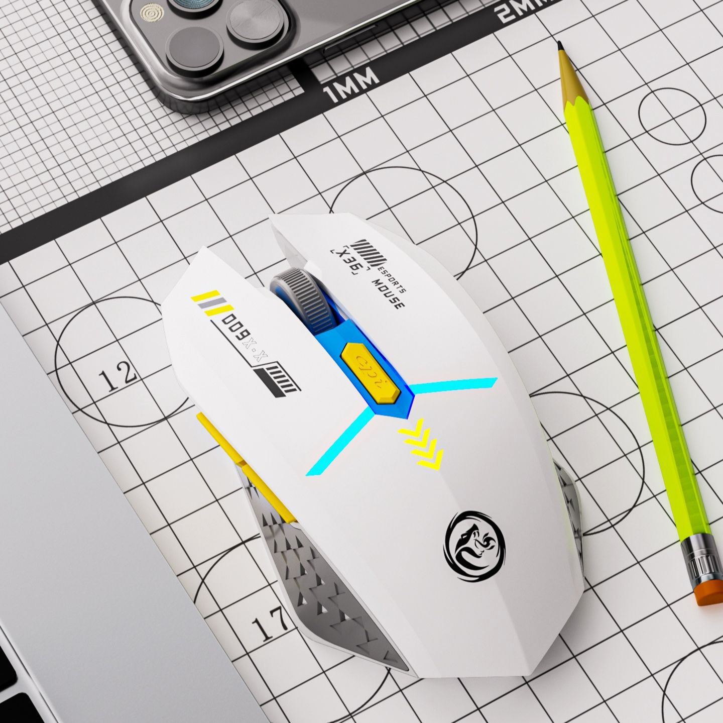 V888-ELOSUNG35736-202507211312-00 Ergonomic Dual-Mode Wireless Gaming Mouse - Mute Buttons, Adjustable DPI, Rechargeable, Multi-Assist Keys(white) - Image 1