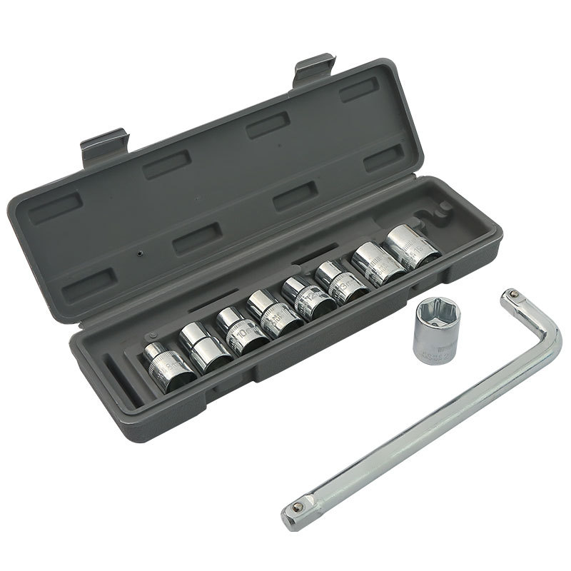 V888-ELOSUNG35760-202507250934-00 Two 10-piece L-shaped socket wrench sets - 1/2" drive chrome vanadium steel with metric sockets and housings(gray) - Image 1