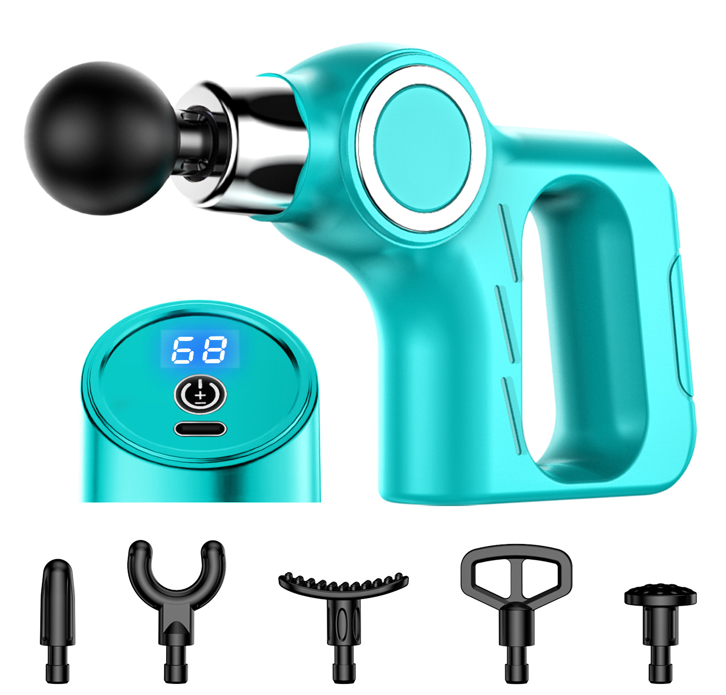 V888-ELOSUNG35776-202507281654-00 Professional Deep Tissue Percussion Massage Gun - 30 Speeds, 6 Heads & LCD Touch Screen(green) - Image 1